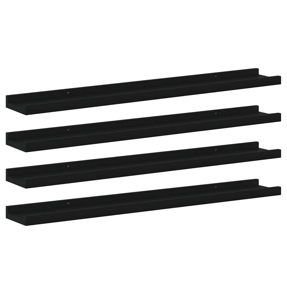 WANDREGALE 4er set Schwarz 80/9X3 Cm - Schwarz, Holzwerkstoff (80/3/9cm) - vidaXL
