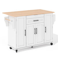 KÜCHENINSEL DE-41323 136/45-70/92 cm mit ausziehbarer Arbeitsplatte Weiß - Weiß, Holzwerkstoff (136/92/70cm) - ComfortXL