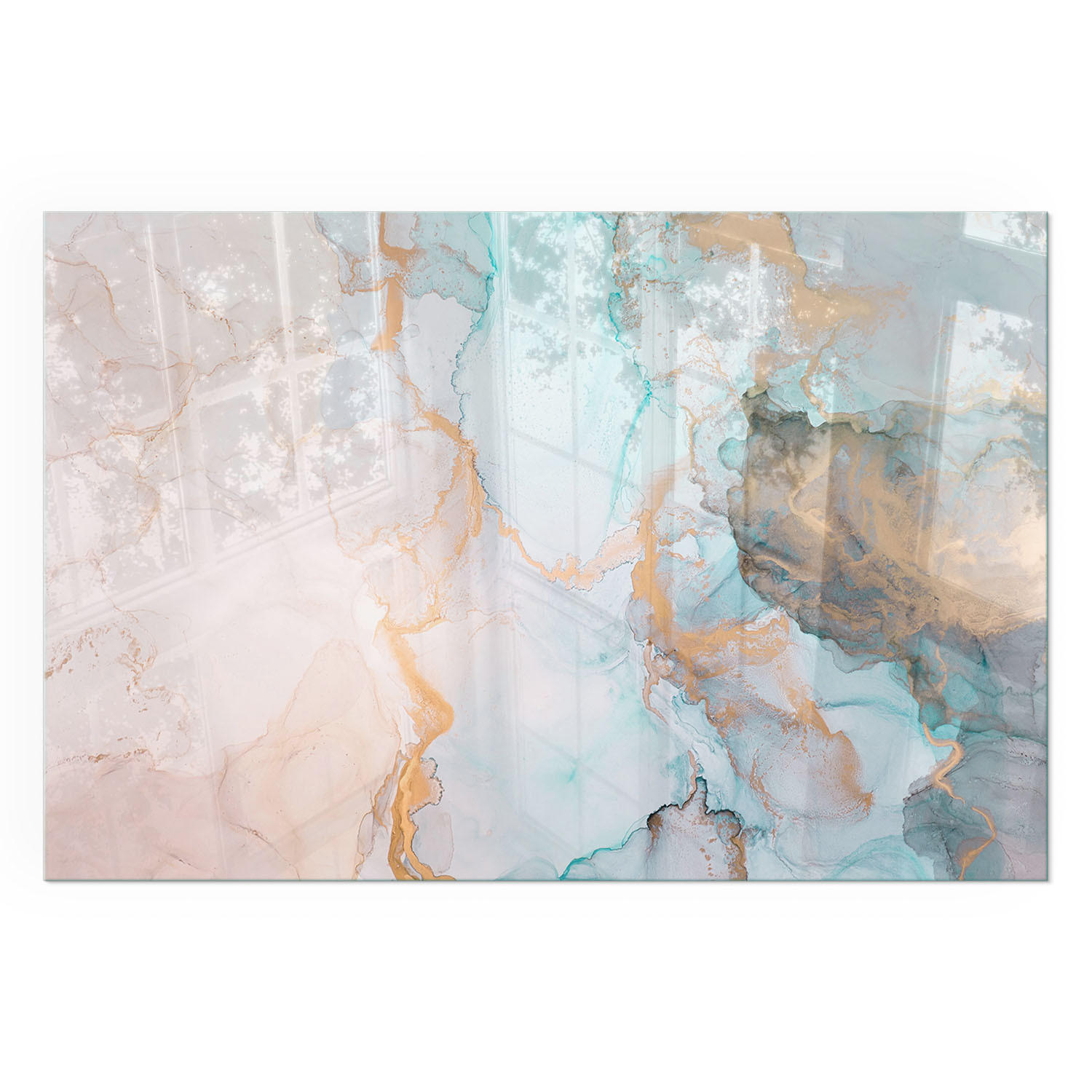 GLASPLATTE für Kamin 60x40 cm - Türkis, Glas (60/40/0.4cm) - TULUP