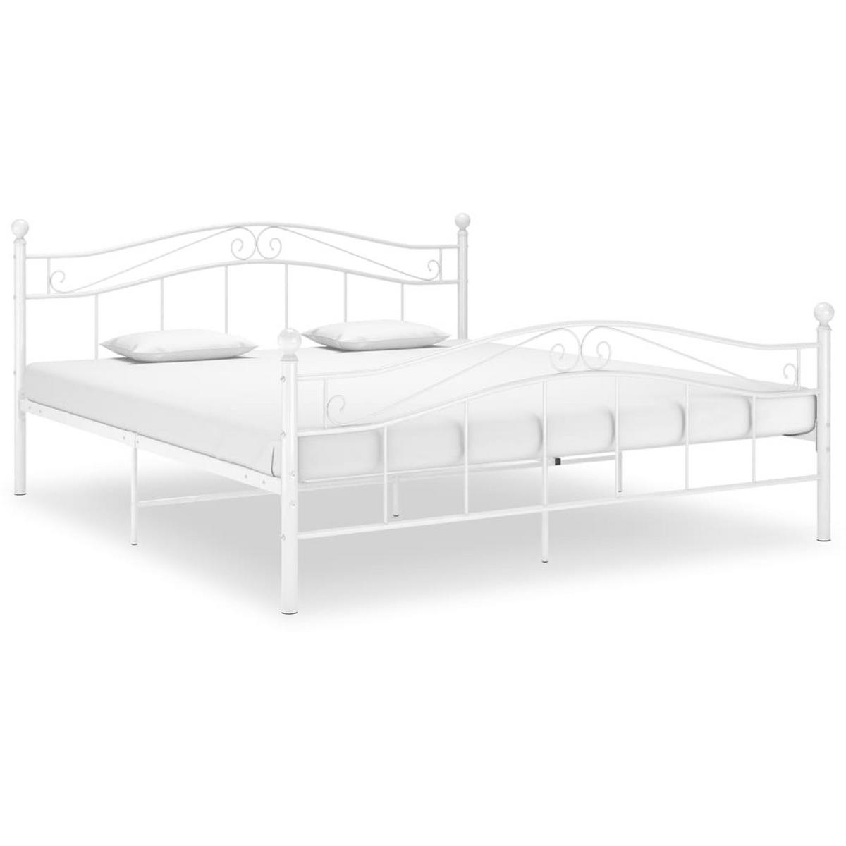 BETT mit Kopf- und Fußteil, 160/200 cm, 32,5 cm Hoch, aus Metall, in Weiß - Weiß, Metall - vidaXL