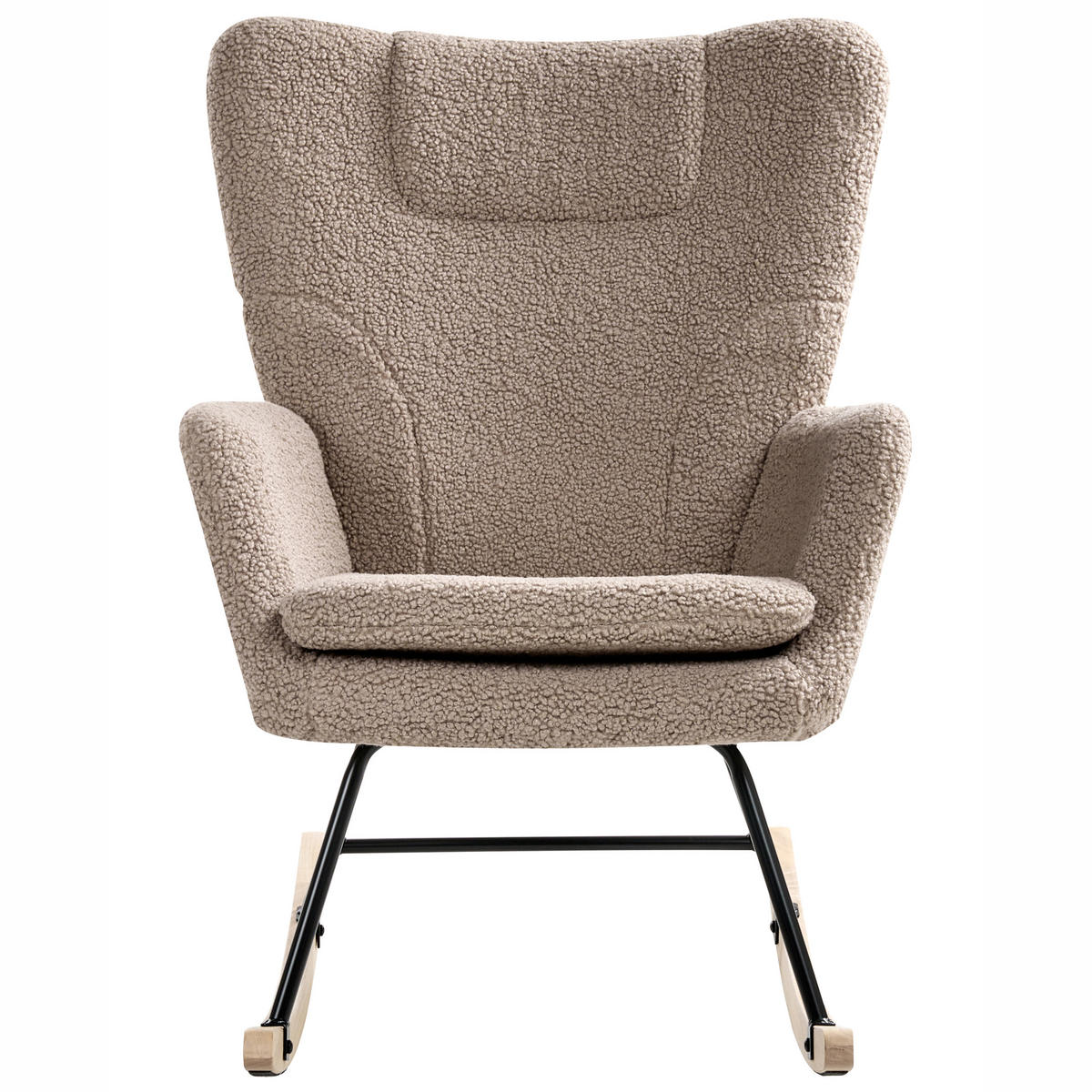 HOUPACÍ KŘESLO Bouclé Taupe Sandve - černá/hnědá, textil (72/98/87cm) - Beliani