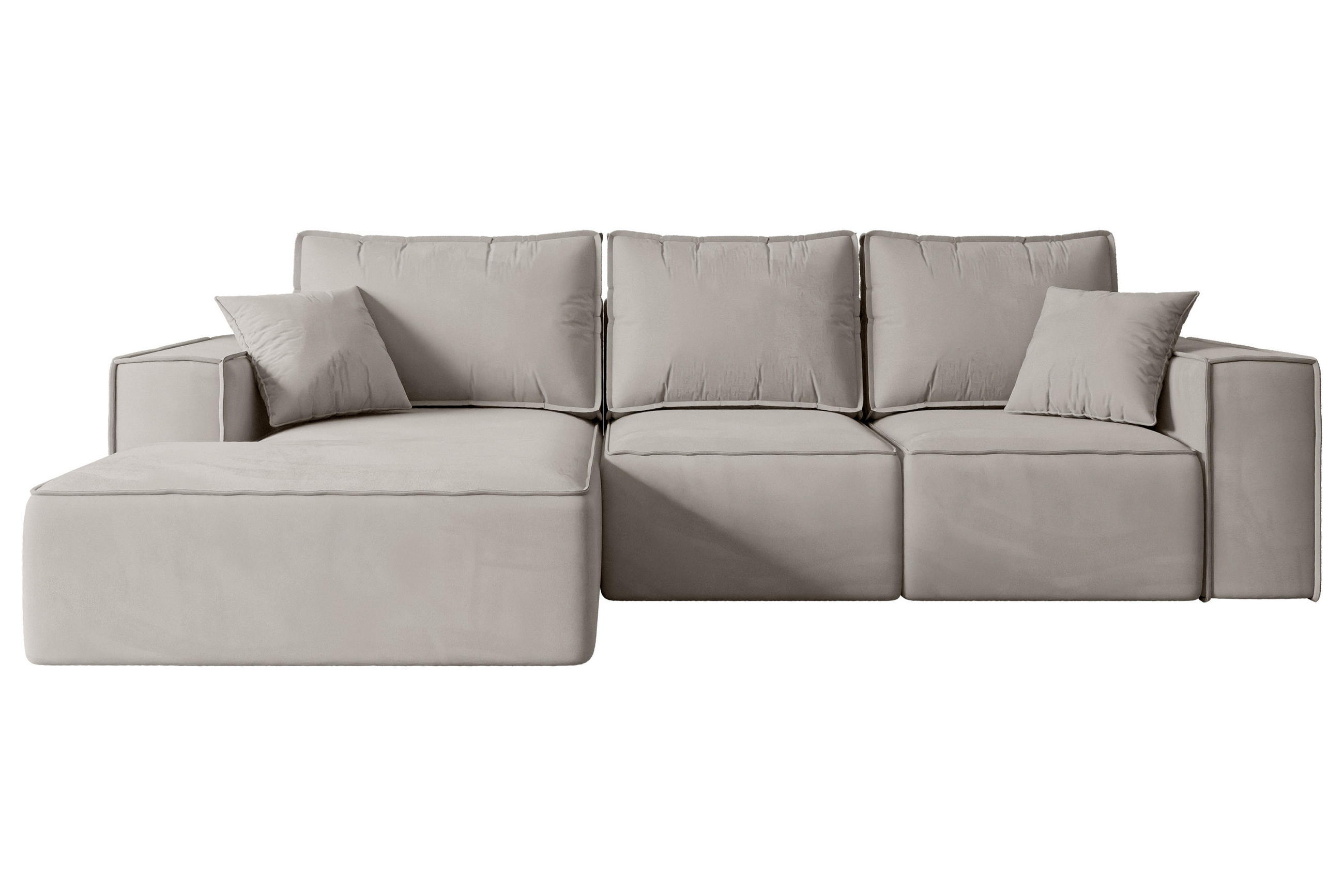 ALTDECOR ROHOVÁ SEDACÍ SOUPRAVA s funkcí lůžka a úložným prostorem SERRA-L-S – 266 x 161 x 87 cm, světle hnědá barva velur