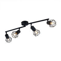 LED DECKENLEUCHTE Käfigstrahler Schwarz - Schwarz, Metall (60/8/19.5cm) - Globo Lighting