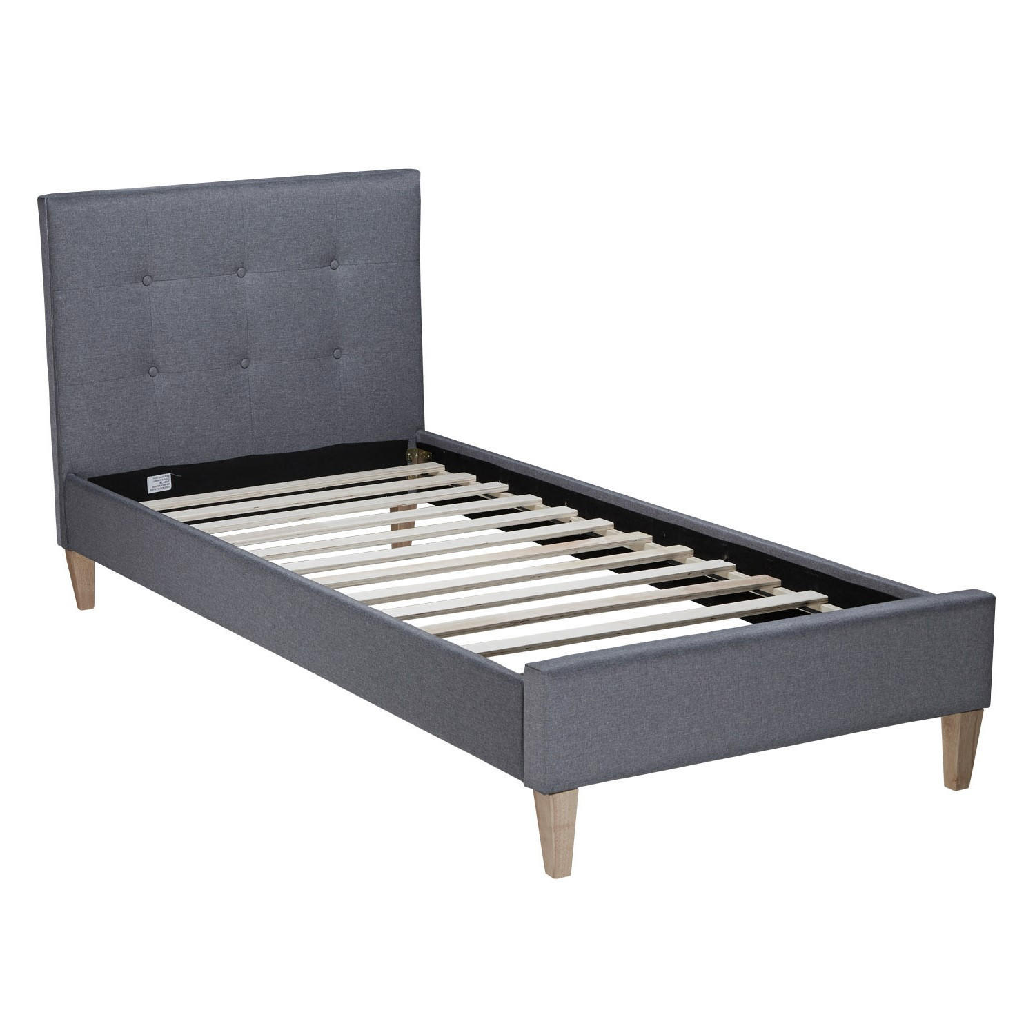 POLSTERBETT mit Lattenrost 90/200 cm in Grau - Grau, Textil (90/200cm) - Homestyle4u