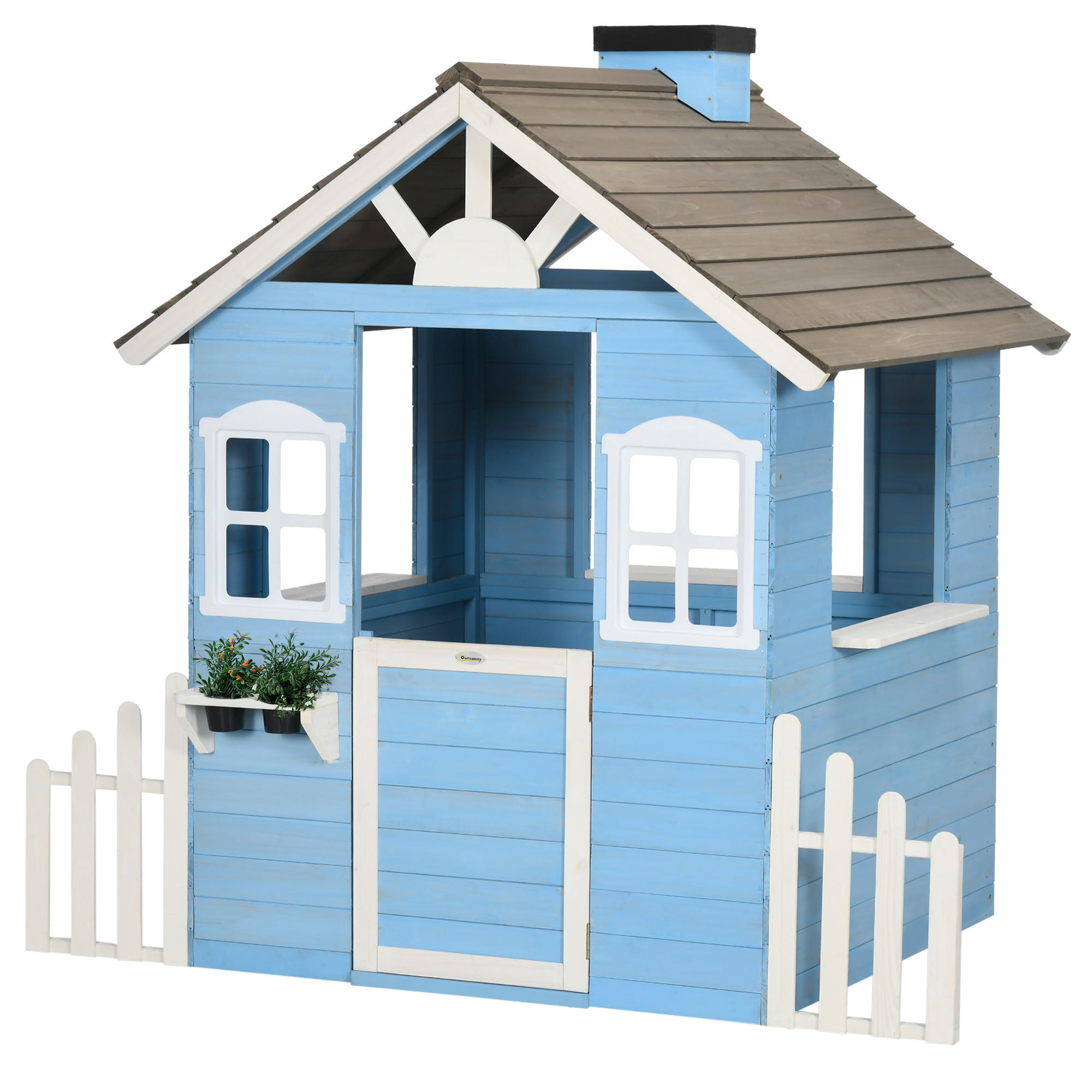 SPIELHAUS DE-18689 mit Tür und Fenstern, für 3–7 Jahre Blau - Blau, Holzwerkstoff (112.5/142/151cm) - ComfortXL