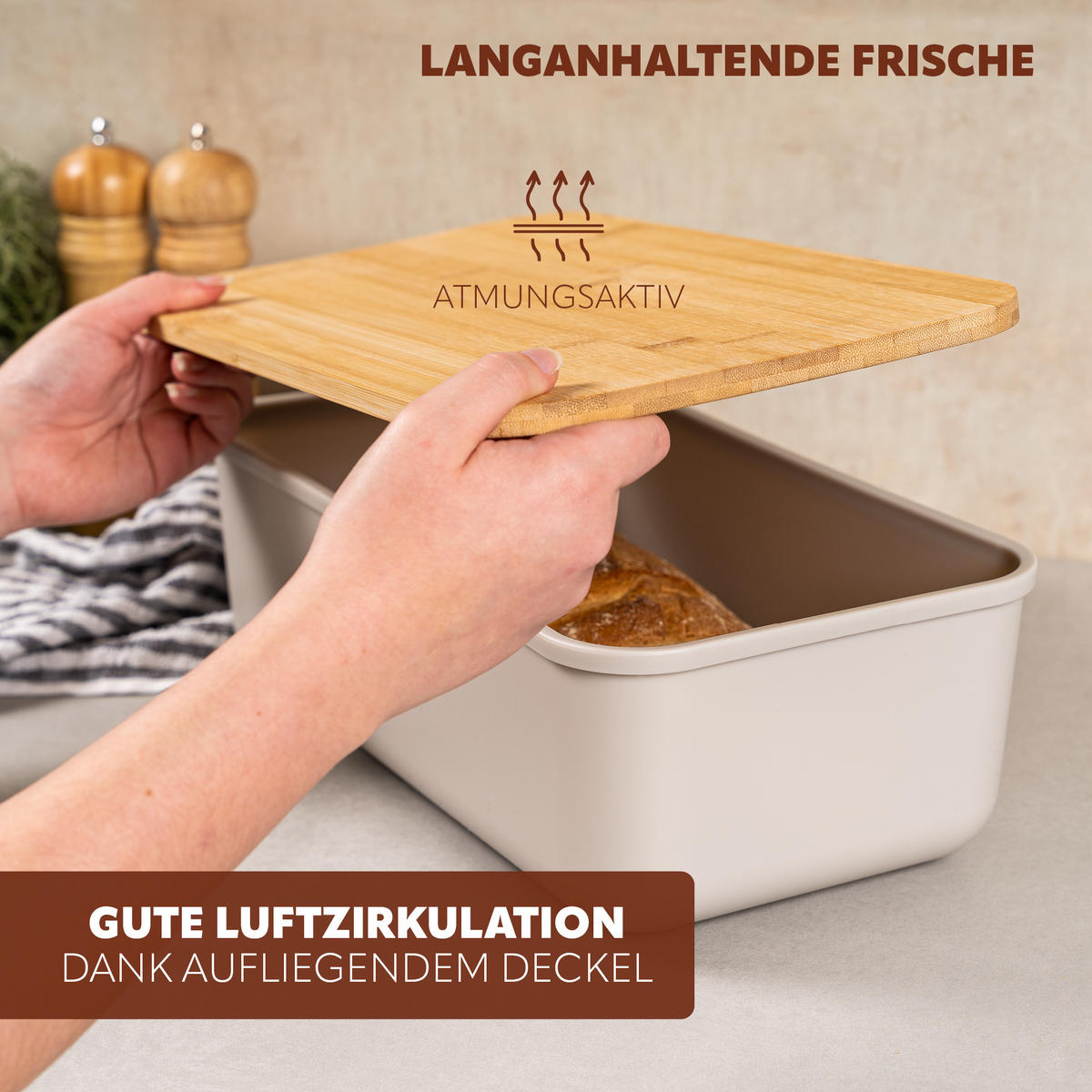 BROTKASTEN, grau - Hellgrau, Kunststoff (40/12.5/23cm) - bremermann