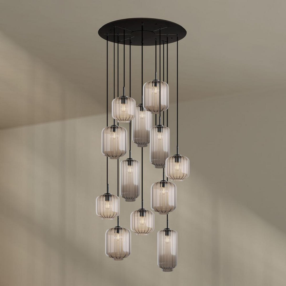 GALERIELEUCHTE Velo 12-flammig Klar Ø 18/20/25cm - Klar/Schwarz, Glas (25/25/27cm) - s.luce