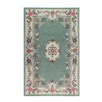 WOLLTEPPICH Aubusson-Muster handgeknüpft BEAULY, Grün-Beige 120x180 cm - Grün, Textil (120/180cm) - KADIMA DESIGN