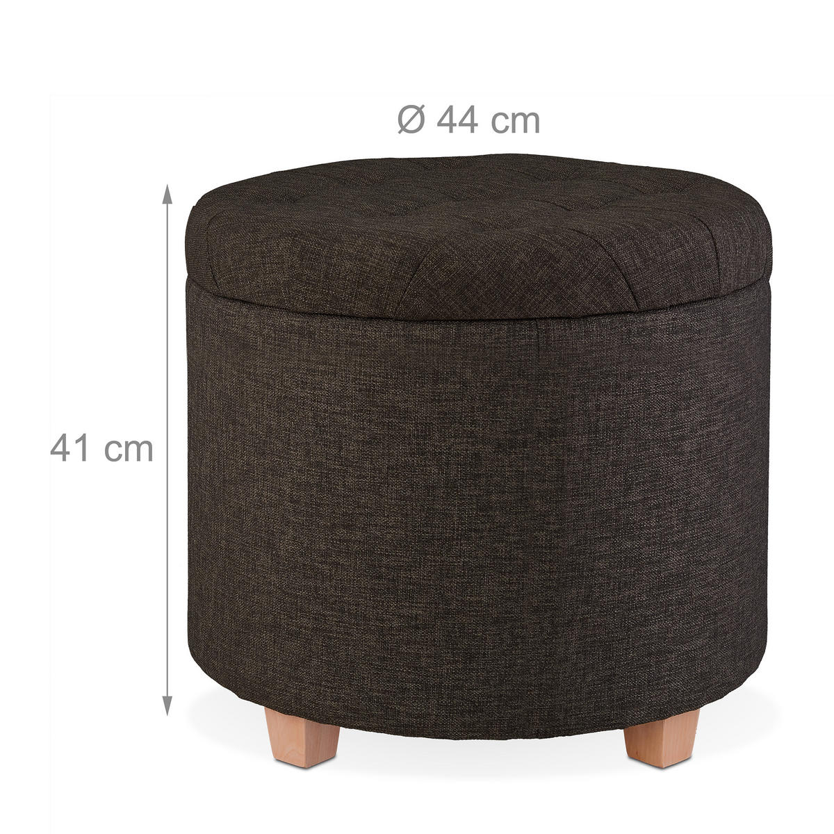 SITZHOCKER - Braun, Holz/Holzwerkstoff (44/41/44cm) - Relaxdays