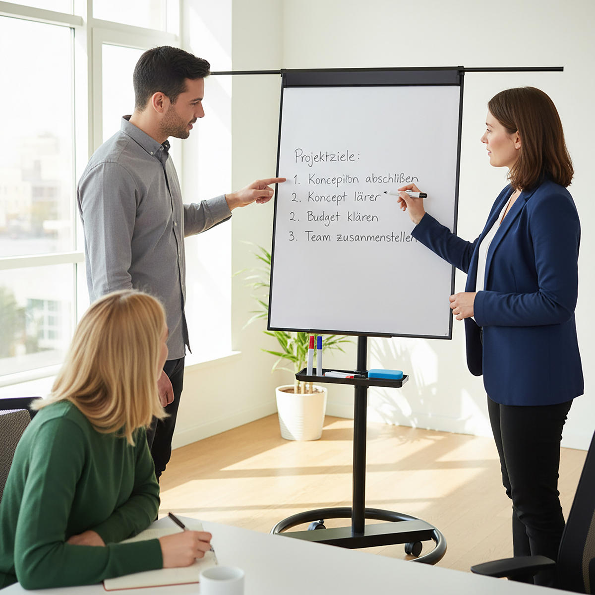 FLIPCHART Whiteboard - Schwarz, Metall (70/200/65cm) - Relaxdays