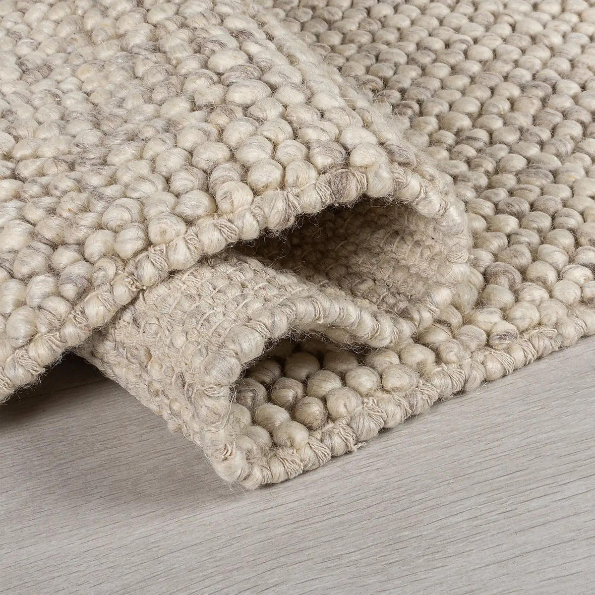 TEPPICH aus Wollmischung, handgewebt mit stilvollem Noppeneffekt, strapazierfähig Beige Rechteckig 200x290 - Beige, Textil (200/290cm) - KADIMA DESIGN