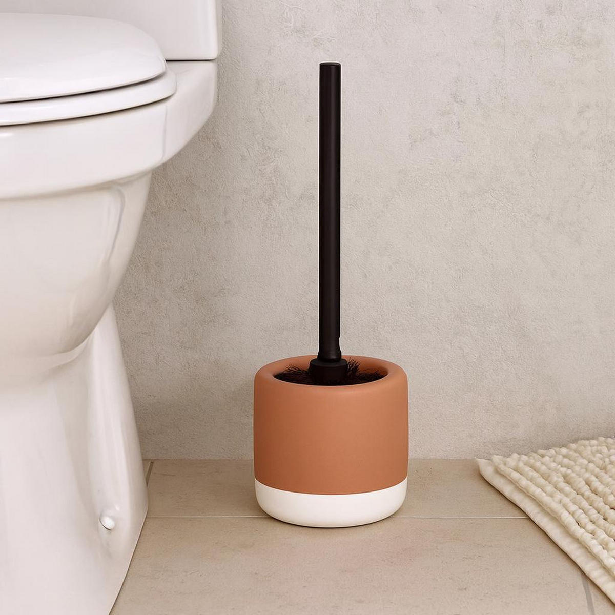 WC-BÜRSTE mit Keramikbehälter The Pastels 11,6/11,6/38 cm - Orange, Keramik (11.6/38/11.6cm) - Bathroom solutions