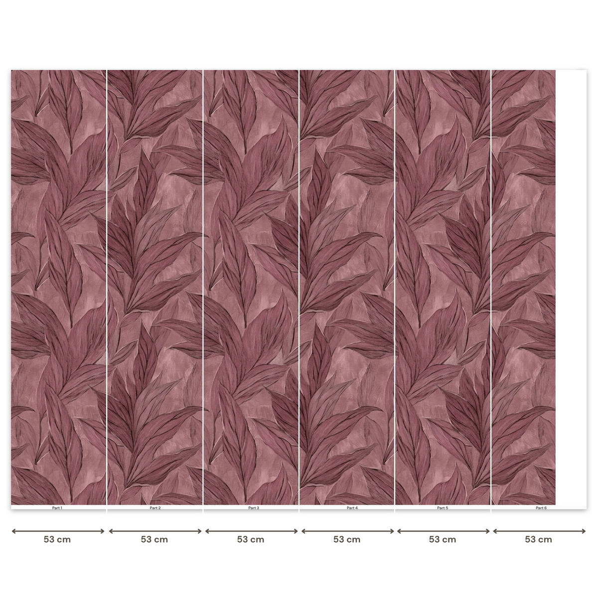 TAPETE - Blätter - Muster - Lila - 300x260 cm - Altrosa, Papier (300/260cm) - OnlyWow