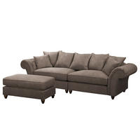 BIGSOFA - Antiklederlook - Dunkelbraun/Braun, Buchenholz/Textil (294/90/93cm) - home24