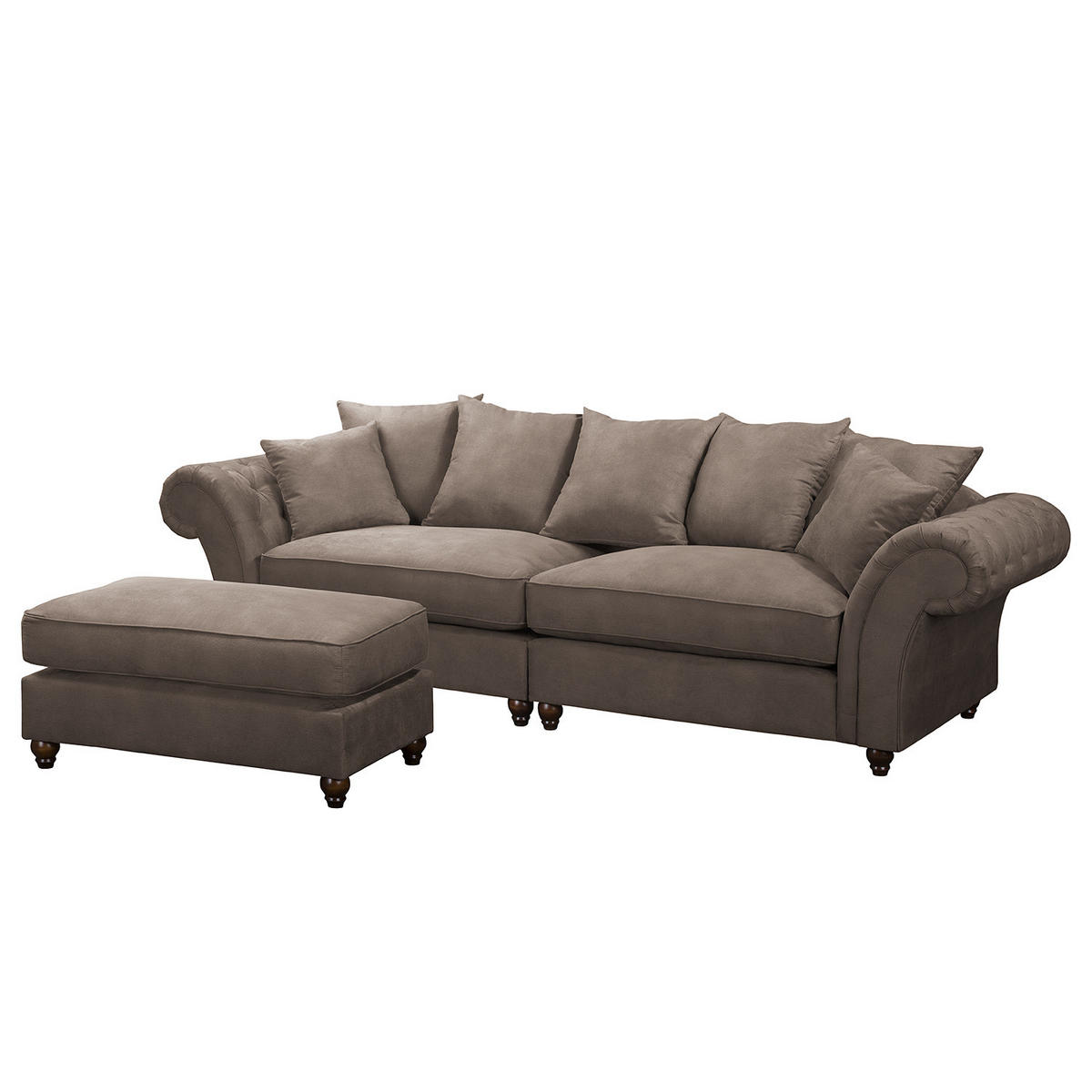 BIGSOFA - Antiklederlook - Dunkelbraun/Braun, Buchenholz/Textil (294/90/93cm) - home24