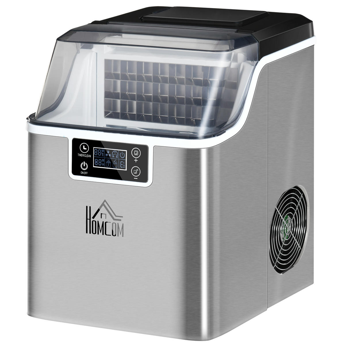 EISWÜRFELMASCHINE DE-07964 20 kg/24h, Timer & Selbstreinigung Silber - Silberfarben, Metall (25.2/37.1/36cm) - ComfortXL