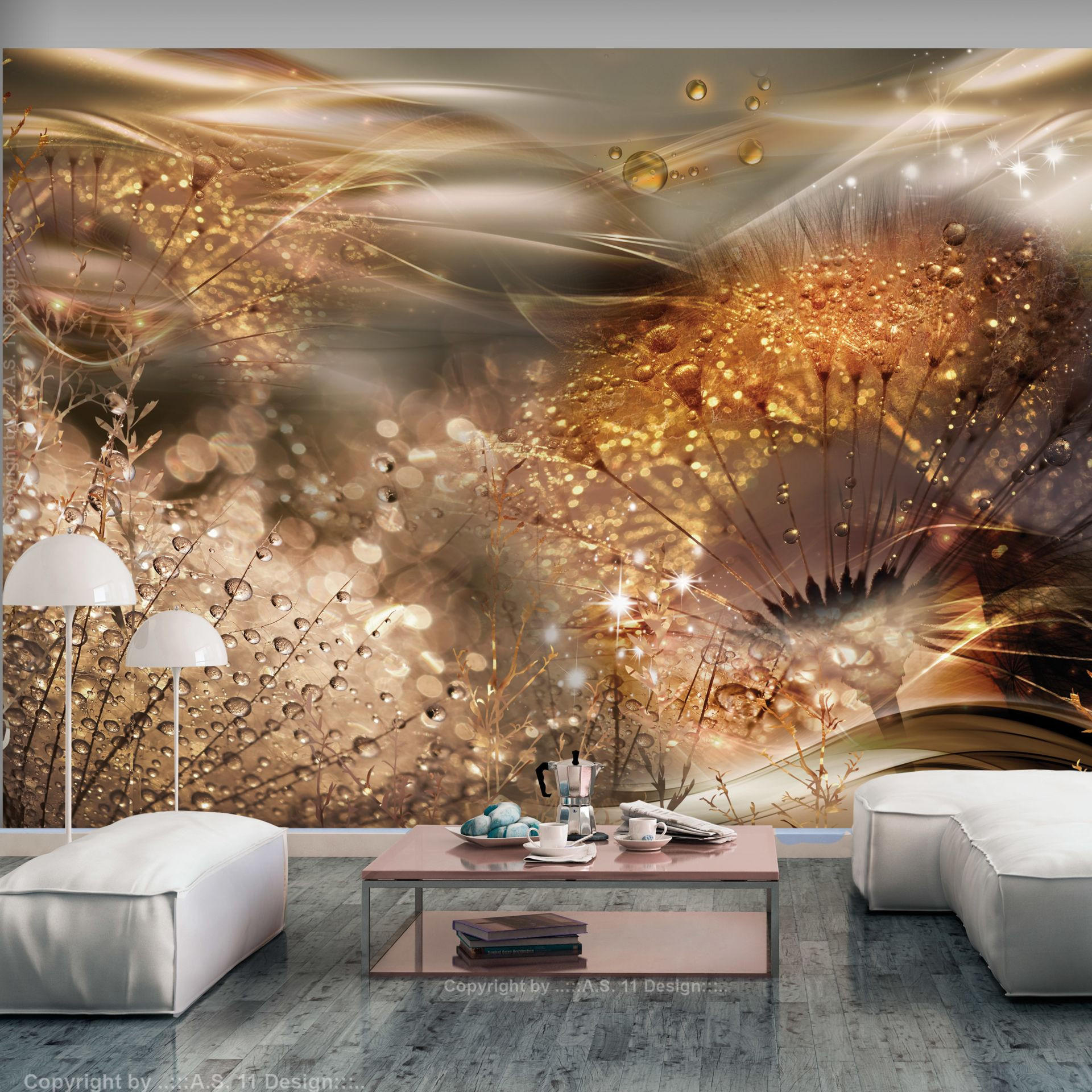 SELBSTKLEBENDE FOTOTAPETE 392/280 cm - Goldfarben, Kunststoff/Textil (392/1cm) - KUNSTLOFT