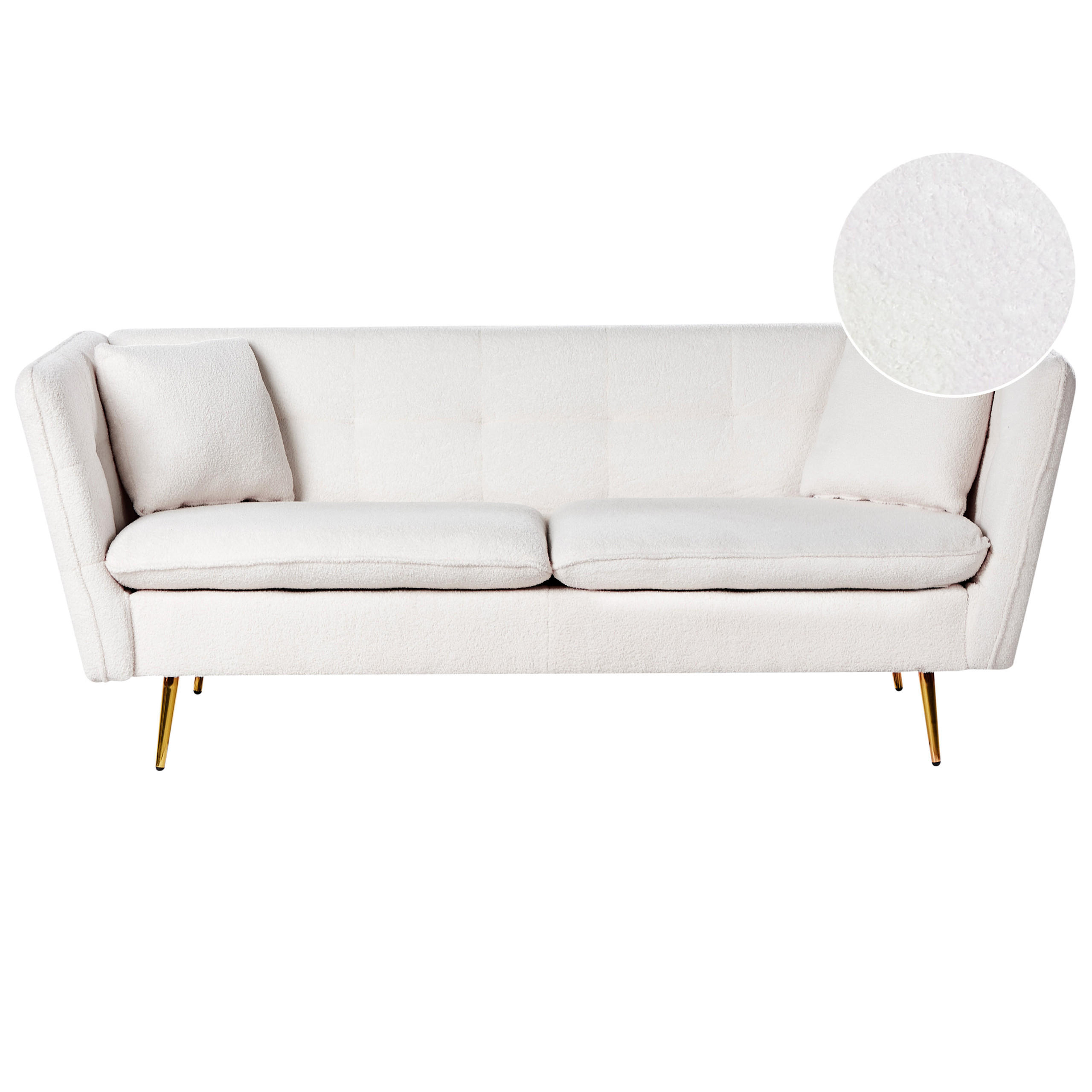 3-SITZER-SOFA Bouclé Cremeweiß Frederica - Creme, Textil (200/77/80cm) - Beliani