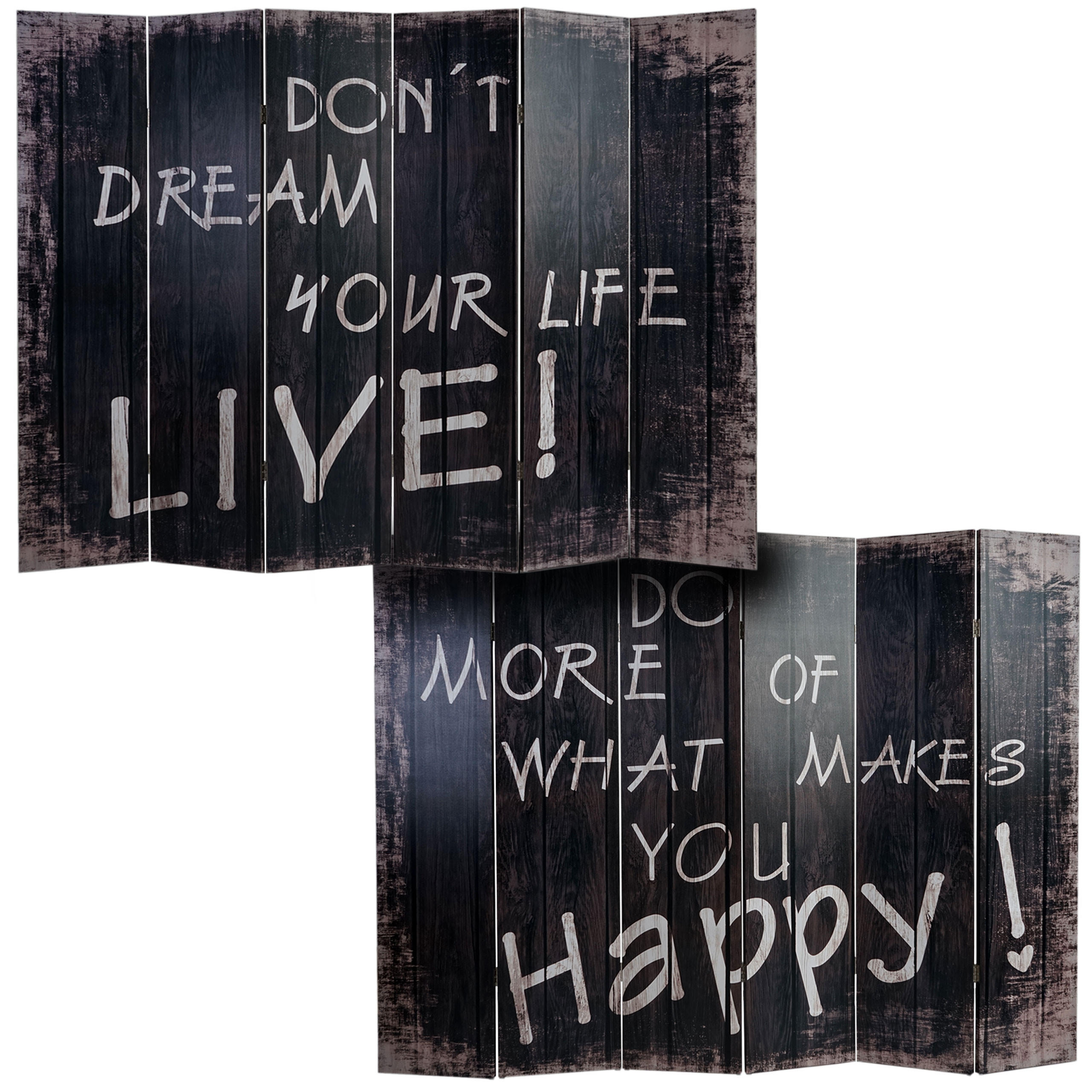 FOTO-PARAVENT RETRO Schwarz, Weiß - Schwarz/Weiß, Holz (240/180/2cm) - MCW