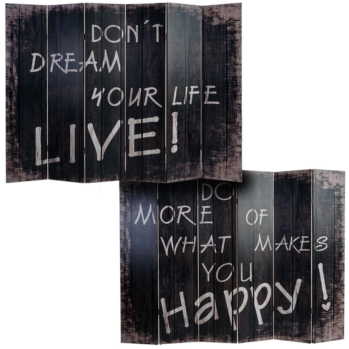 FOTO-PARAVENT RETRO Schwarz, Weiß - Schwarz/Weiß, Holz (240/180/2cm) - MCW