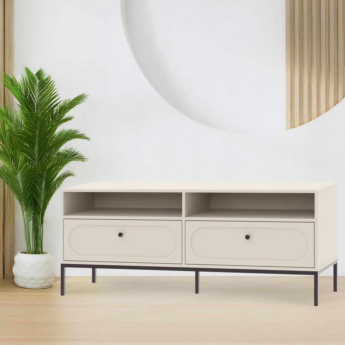 TV-LOWBOARD TILA, Cremefarbig - Creme, Holzwerkstoff (150/60/40cm) - KONSIMO®