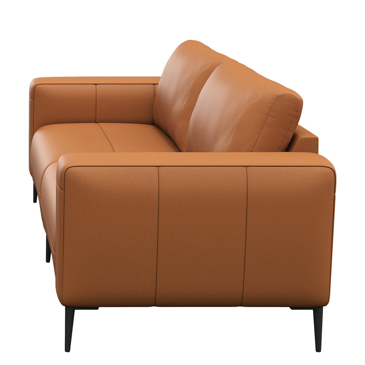 3-SITZER SOFA - Cognac/Schwarz, Leder/Metall (225/77/88cm) - home24