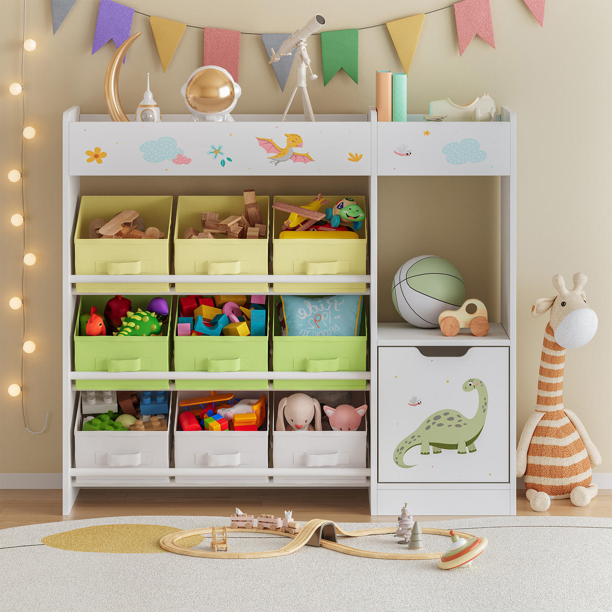 KINDERREGAL Søndreland - Gelb/Weiß, Holzwerkstoff (90/80/29.5cm) - [en.casa]