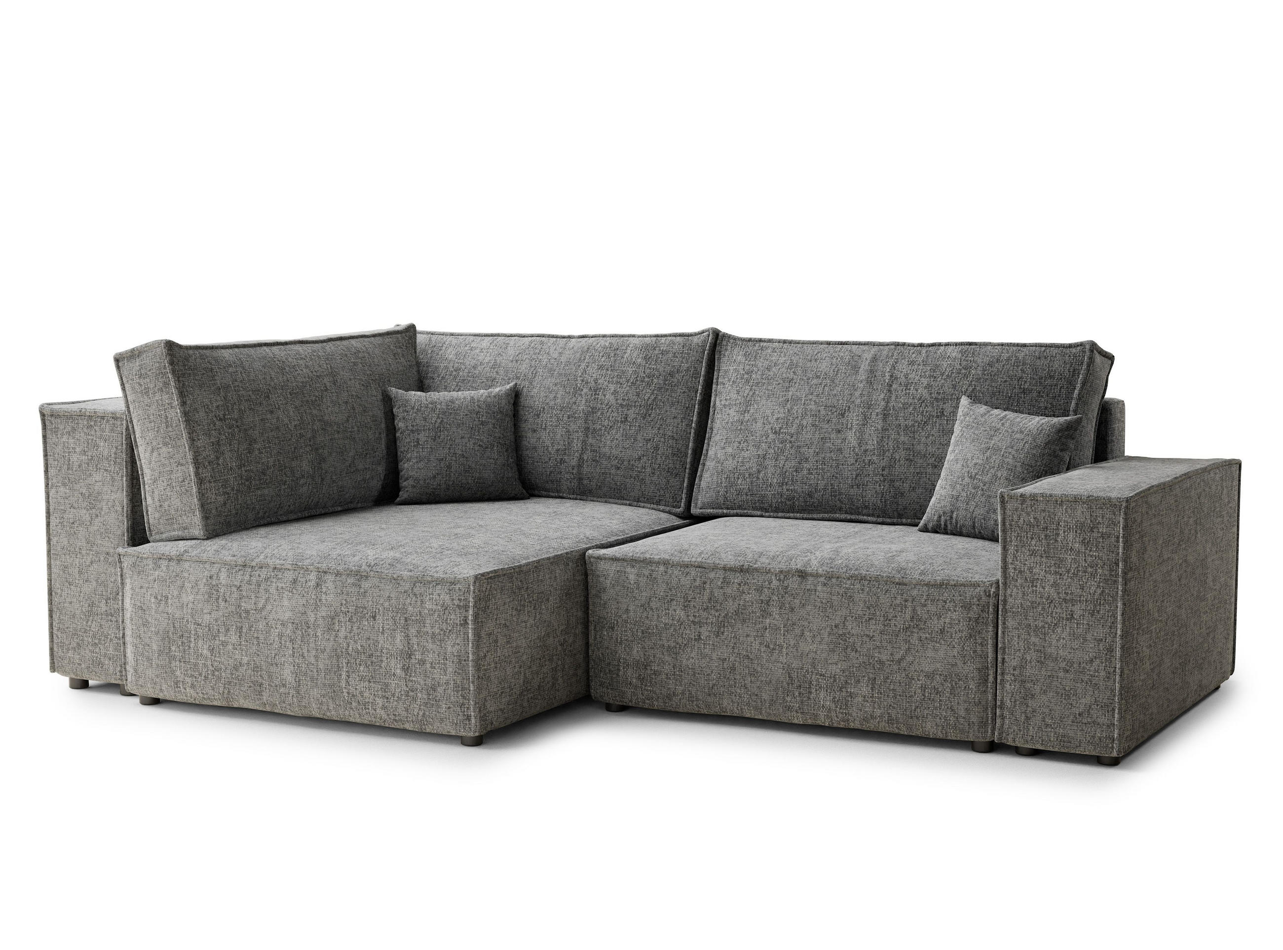 ECKSOFA MIT SCHLAFFUNKTION Tonga Grau Chenille-Stoff - Schwarz/Grau, Holz/Holzwerkstoff (105/253cm) - Maison de Reve