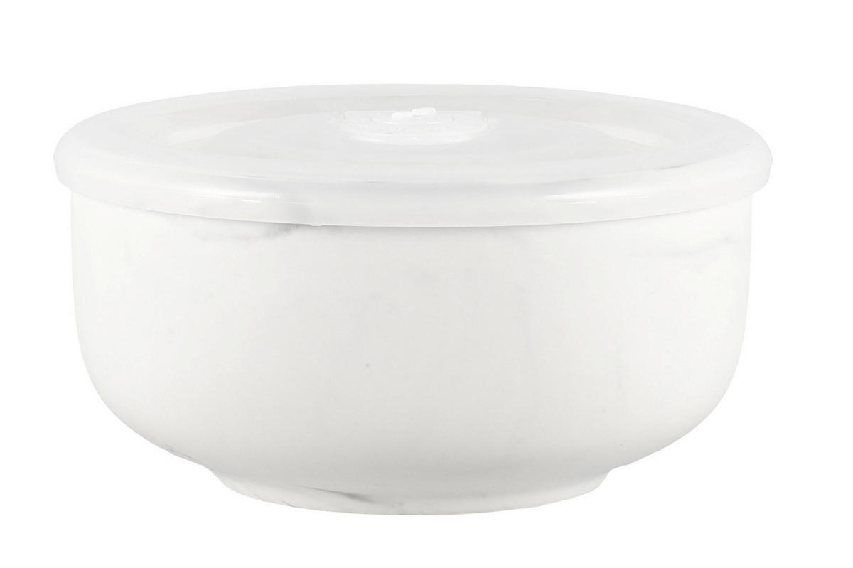 KERAMIKSCHALE mit Deckel Ø 13 cm - Weiß, Keramik (13cm)