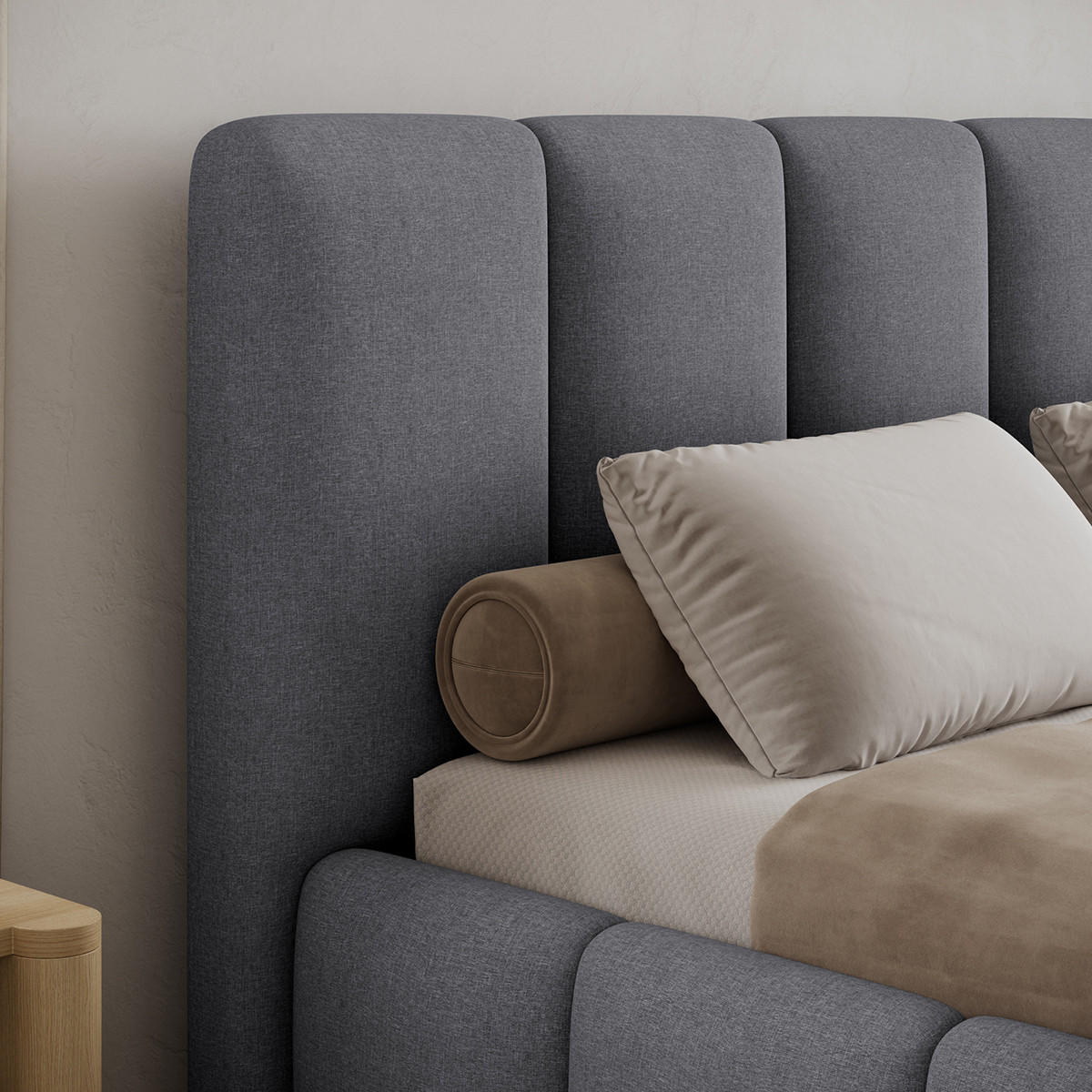 BOXSPRING POSTEL 160/200 Klaus Grey - šedá, dřevo (160/200cm) - Petits-meubles