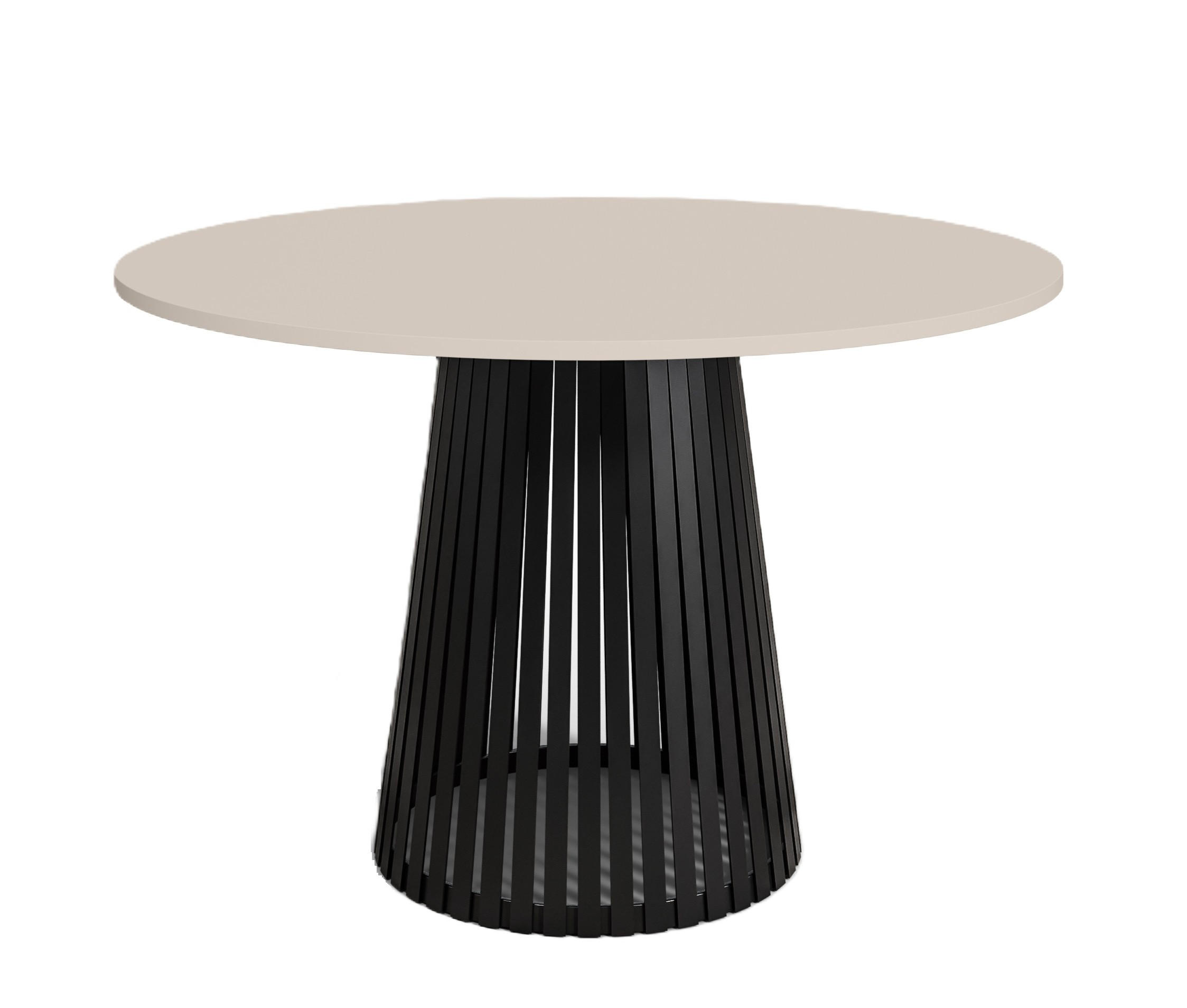 TISCH Kaschmir VIV Mit Lamellen Rund 90 cm - Beige/Schwarz, Holzwerkstoff (90/90/76cm) - Sepro Meble