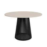 TISCH Kaschmir VIV Mit Lamellen Rund 90 cm - Beige/Schwarz, Holzwerkstoff (90/90/76cm) - Sepro Meble
