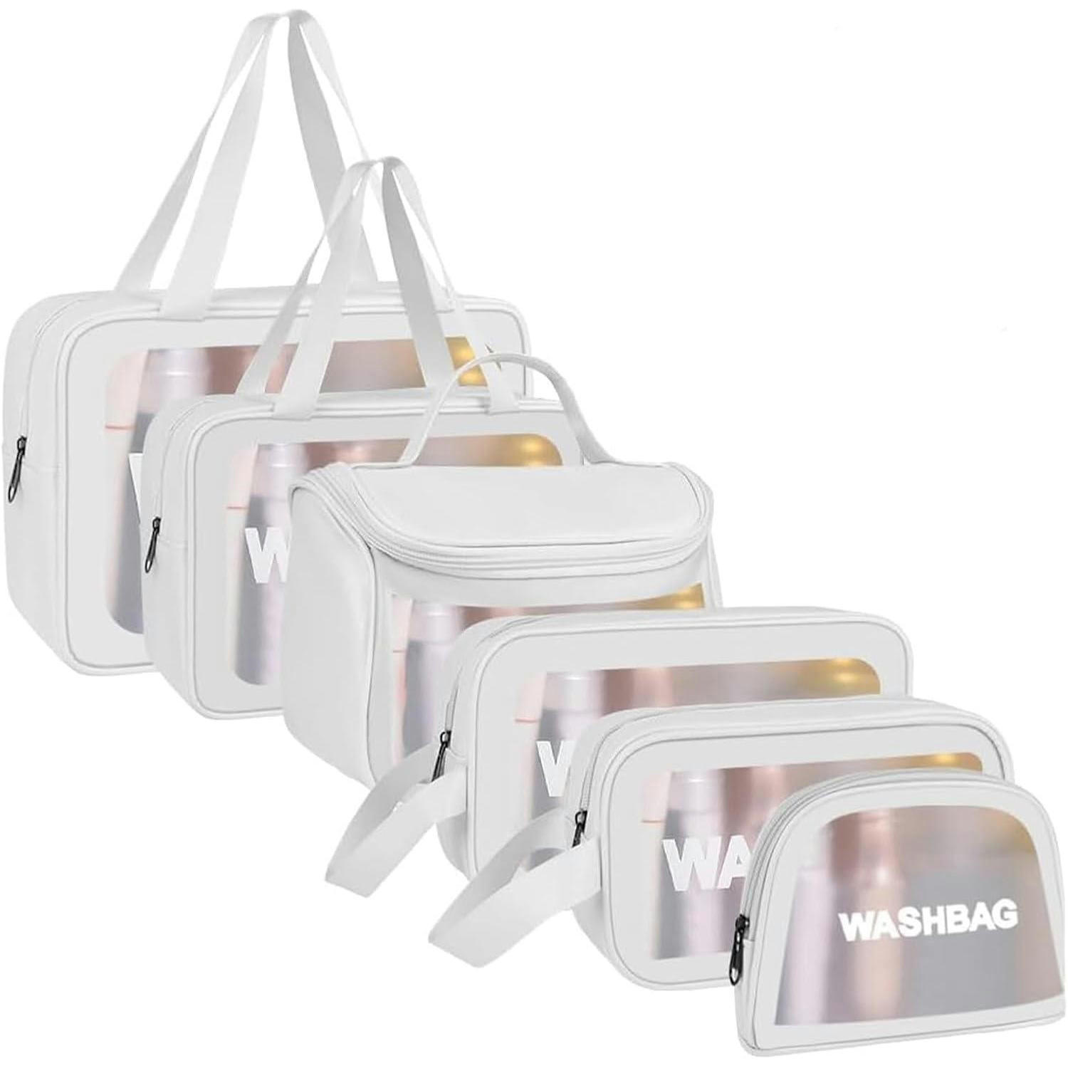 KULTURBEUTEL Set 6-teilig transparent weiß - Weiß, Kunststoff (22.5/5.8/32.5cm)