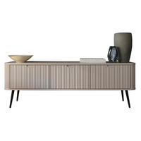 TV-SCHRANK Zova Beige, Schwarze Beine, Tv-Tisch - Beige/Schwarz, Holzwerkstoff/Metall (168/57/39cm) - Bettso