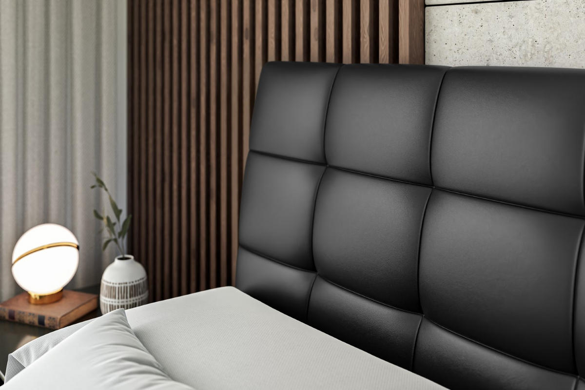 BOXSPRINGBETT BRUGO KING - 120 x 200 - H3/H4 - Schwarz Hochglanz - Schwarz Hochglanz, Holzwerkstoff (120/200cm) - ALTDECOR