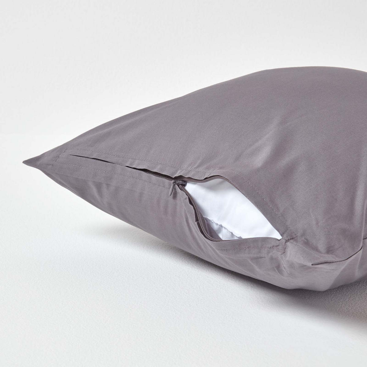 KISSENBEZUG Perkal, Ägyptische Baumwolle, Fadendichte 200 - Dunkelgrau, Textil (40/40cm) - Homescapes