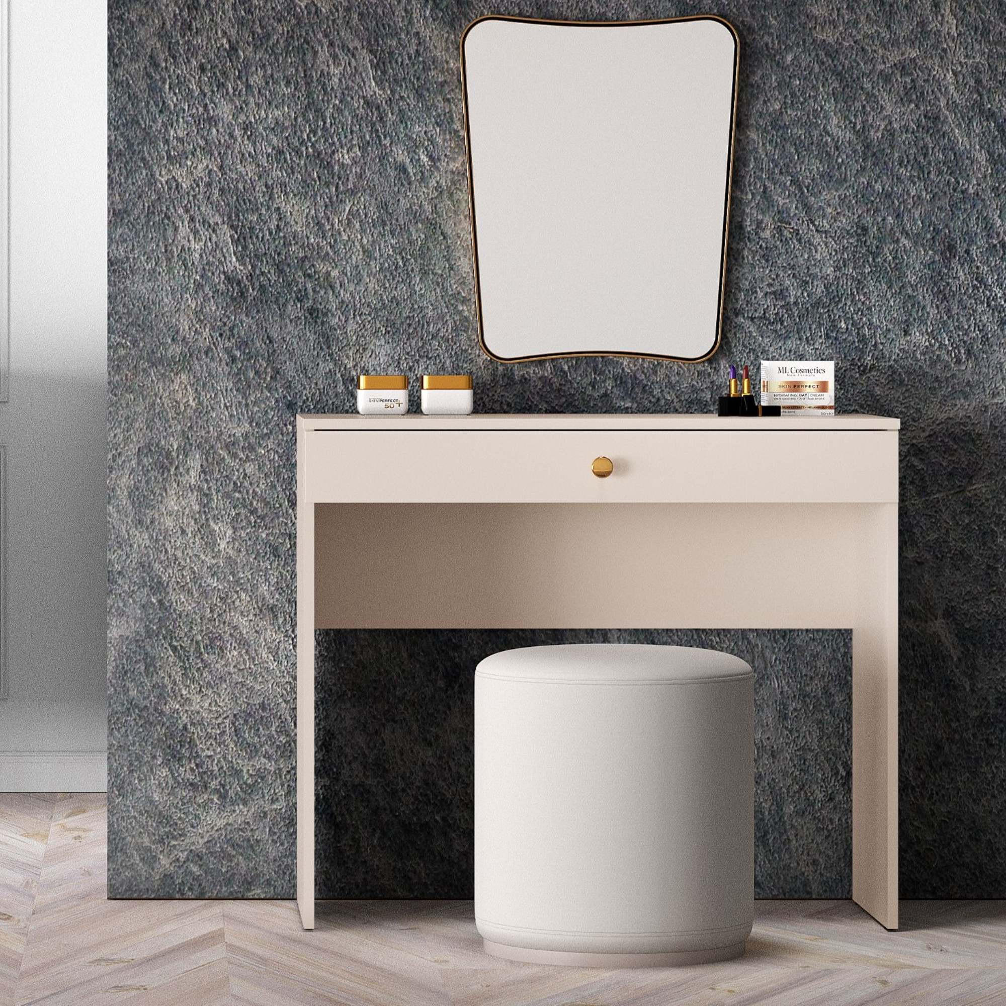 Thumbnail - Konsimo® Schreibtisch, Creme, Holzwerkstoff, 92x79x40 cm, Arbeitszimmer, Schreibtische, Bürotische