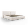 BETT mit Bettkasten und Kopfteil Jodie aus strukturiertem Stoff leichtes beige 200x200cm - Beige, Textil (200/200cm) - Micadoni