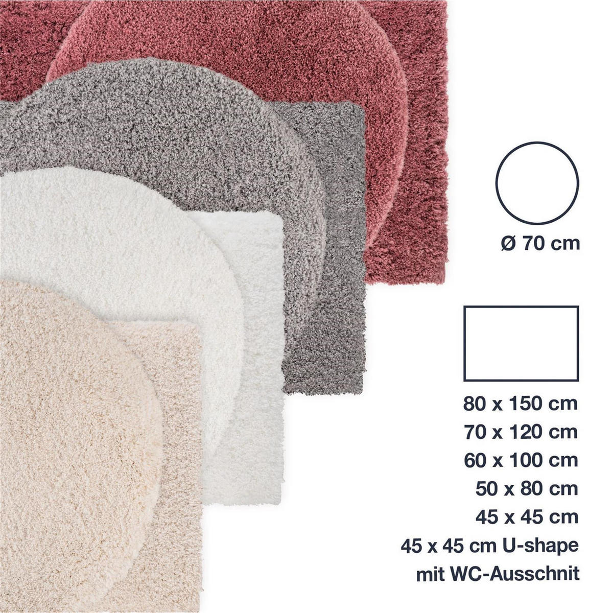 BADEZIMMERTEPPICH VIENNA - Altrosa, Textil (70/70cm) - WohnDirect