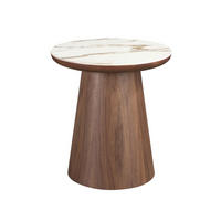 ECKTISCH Runder Ecktisch aus Porzellanmarmor und Nussbaum Ø49/50 cm - Hellbraun/Walnussfarben, Holz/Keramik (49/49/50cm) - ANGEL CERDA