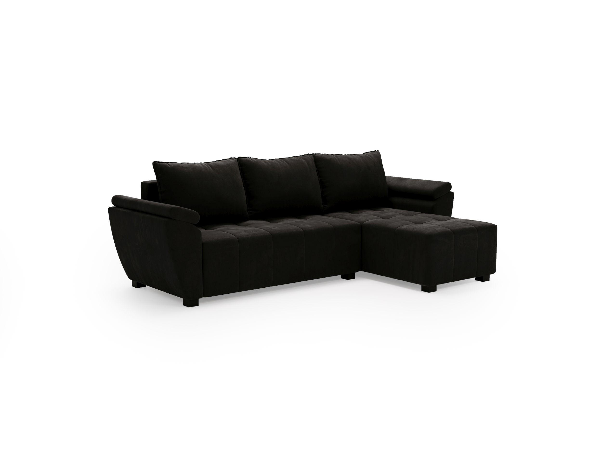 ECKSOFA ZEUS L Monolith 97 Rechts mit Schlaffunktion - Schwarz, Textil (251/140cm) - Bedante