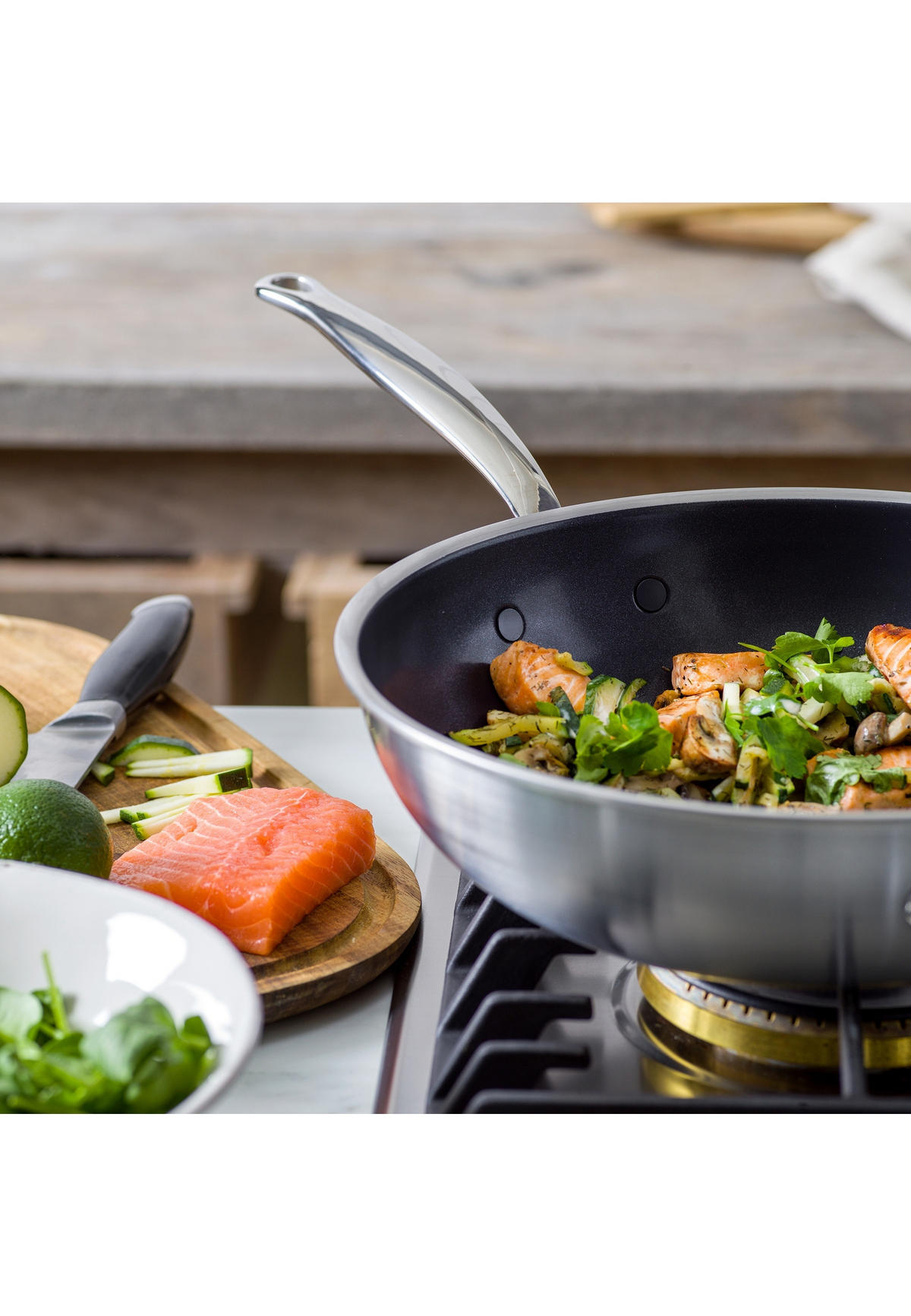 WOK Premiere - Silberfarben, Metall (30cm) - GreenPan