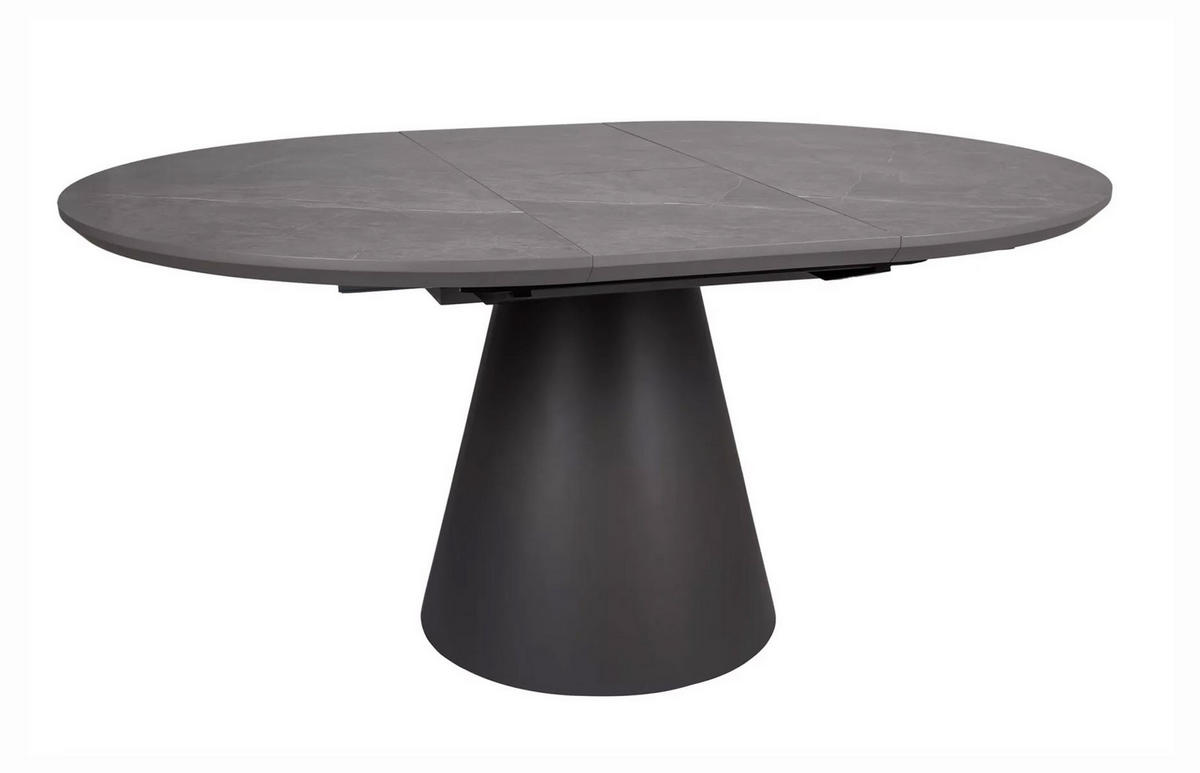 ESSTISCH Angel Marmor Grau / Schwarz 120-160 / 120 / 75cm - Grau, Holz/Holzwerkstoff (120/120/75cm) - Feldmann-Wohnen