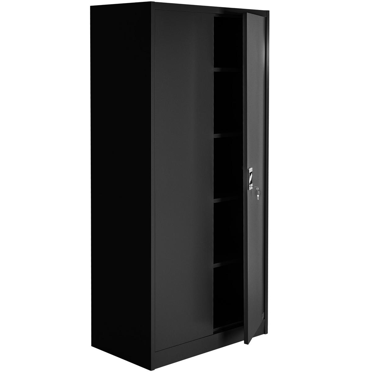 AKTENSCHRANK 2er Set ,180 x 90 x 40 cm,schwarz - Schwarz, Metall (90/180/40cm) - tectake