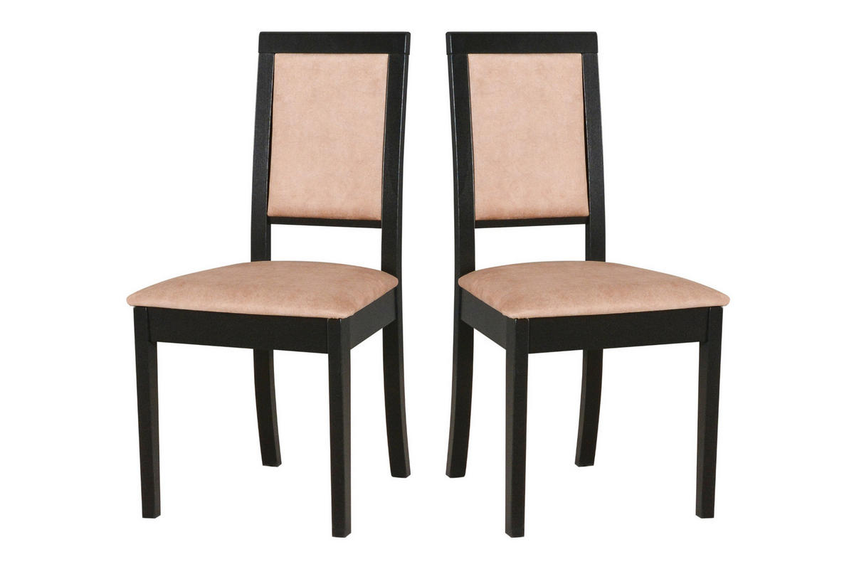 STUHL 2er Set Roma 13, schwarz - Messingfarben/Schwarz, Holz (47/93/43cm) - Leaf Design