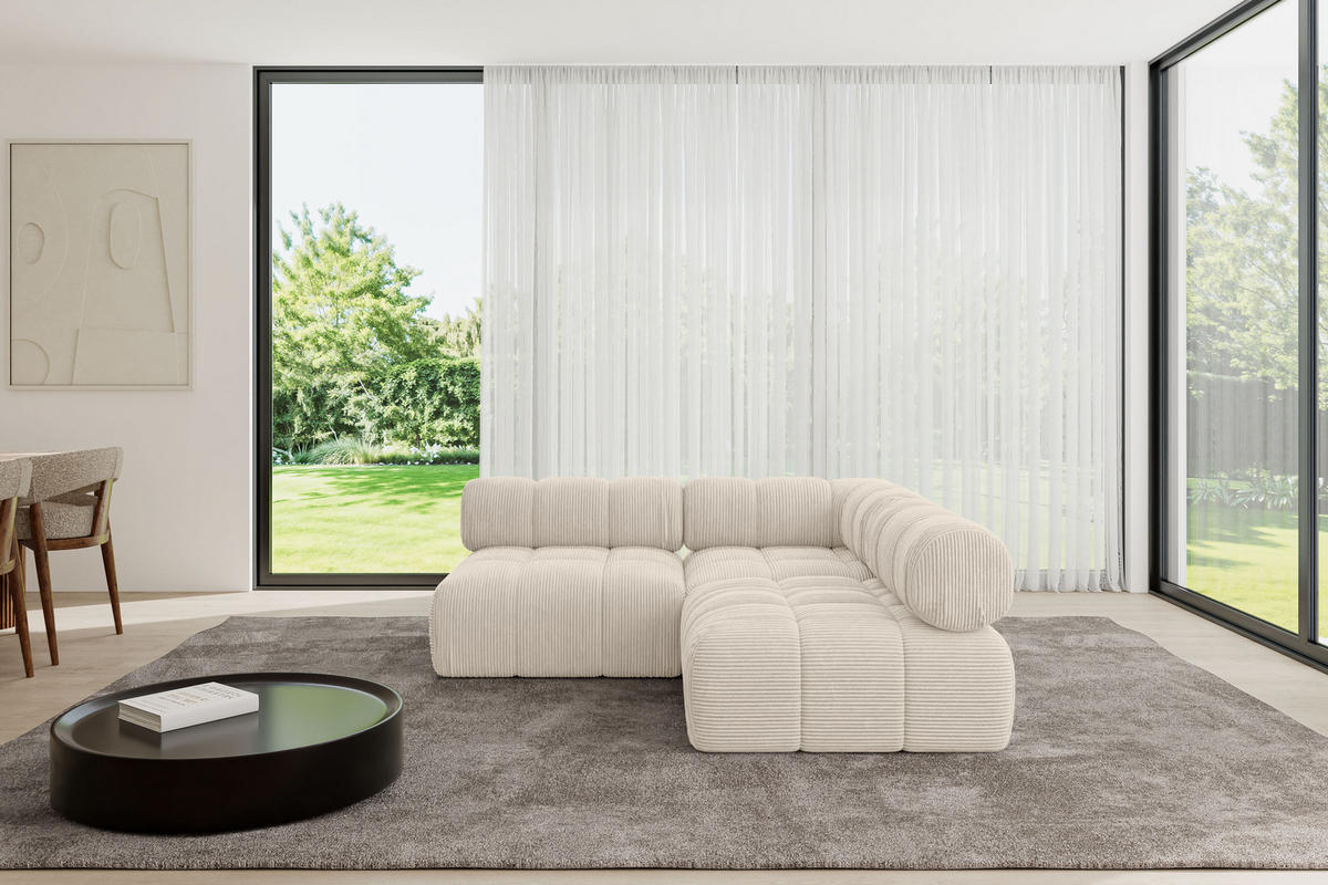 ECKSOFA modulares Sofa Samaro-L1 - 190x190x70 cm Beige Cord - Beige, Holzwerkstoff/Textil (190/190cm) - ALTDECOR