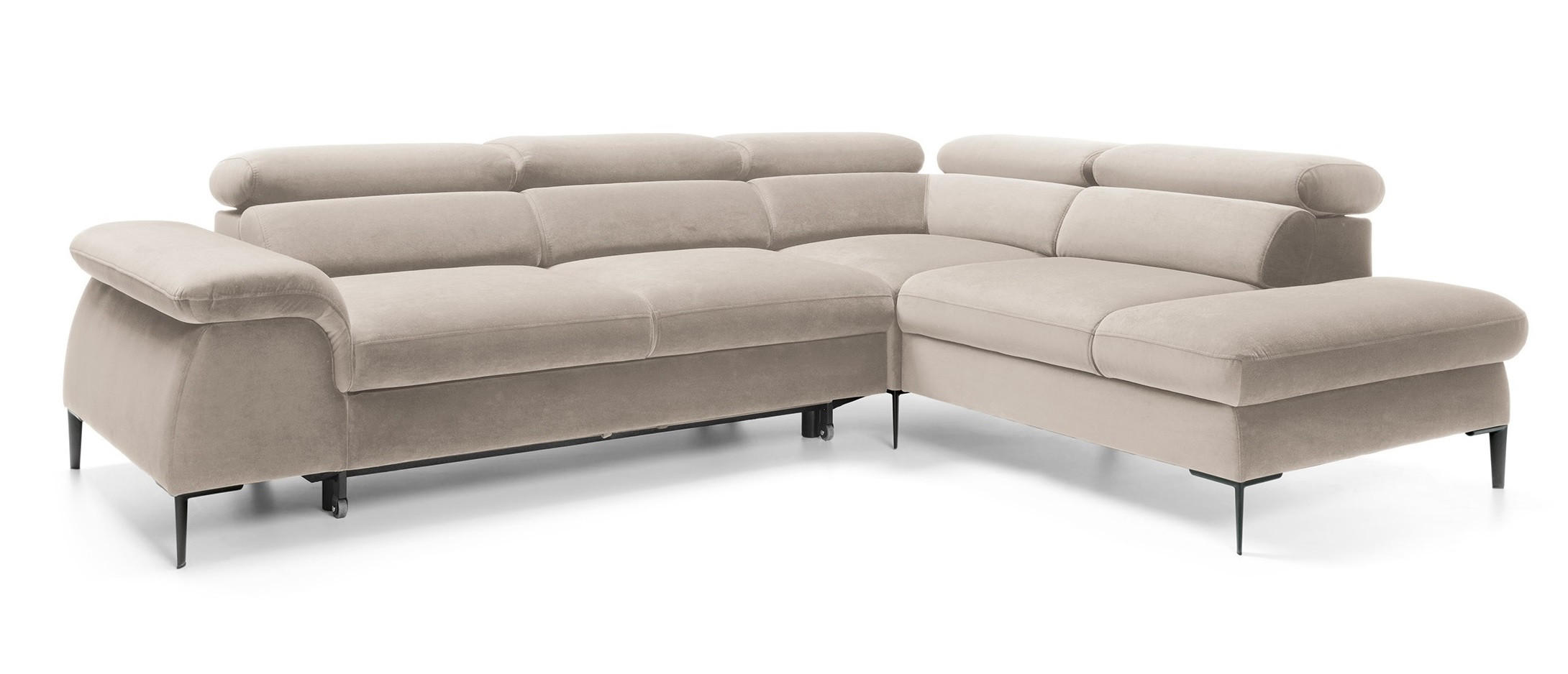SCHLAFSOFA 280 cm Amaro L mit verstellbaren Kopfstützen, Rechts, Beige - Beige, Holz (214/280cm) - Emporius