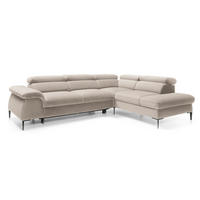SCHLAFSOFA 280 cm Amaro L mit verstellbaren Kopfstützen, Rechts, Beige - Beige, Holz (214/280cm) - Emporius