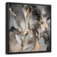 LEINWAND Bilder mit Rahmen - Grau - Luxus - Gold - Marmor - 20x20 - Dunkelgrau, Textil (20/20cm) - MuchoWow