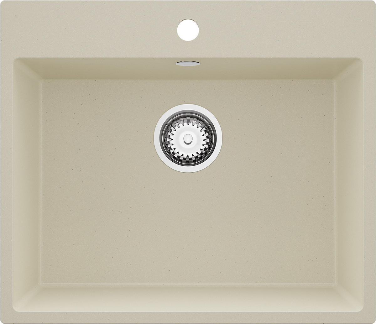 SPÜLBECKEN Riga, 2-er set Beige 58/50 cm 1 Becken + Ablauf-Set ab 60er Unterschrank - Chromfarben/Beige, Kunststoff (58/20/50cm) - Primagran